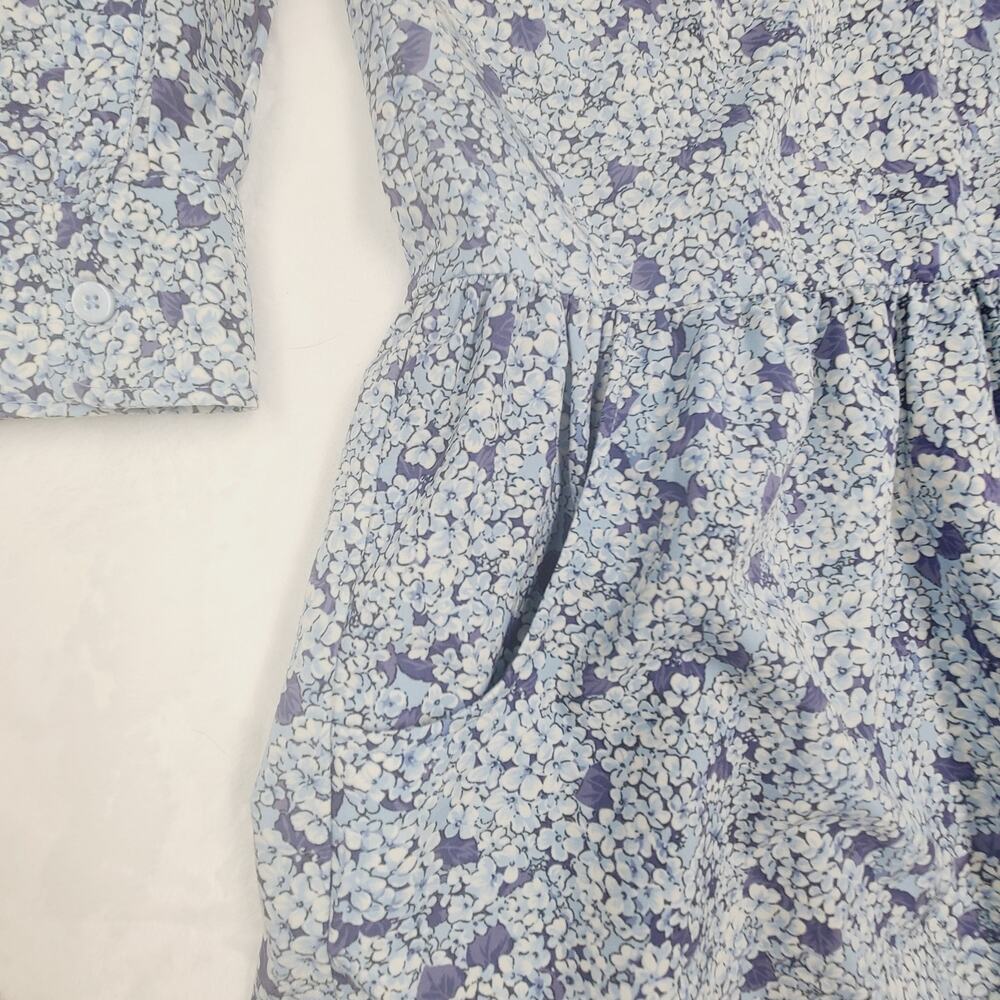 Tuckernuck Floral Dress XL Blue White Shirt Dress Preppy Cottagecore - Picture 5 of 10